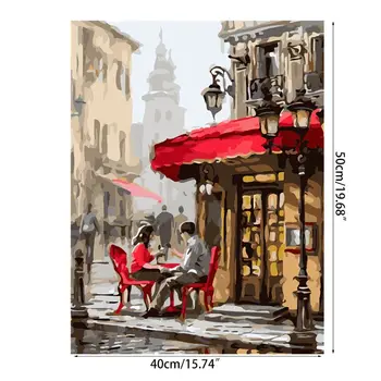 

Romantic Street Lovers DIY Painting By Numbers On Canvas Oil Drawing By Number F D08F