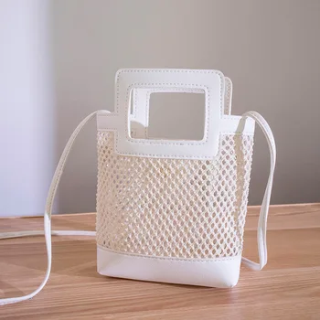 

2020 New Trend Fashion Women's Hollow Bucket Bag Ladies Portable Messenger Shoulder Bags Female Handbag White Brown Shopping Bag