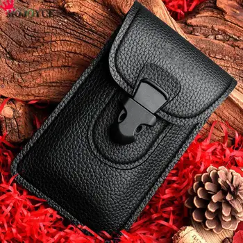 

2020 New Fashion Men PU Leather Fanny Waist Bag Mobile Phone Purse Pocket Litchi Pattern Belt Bum Male Solid Color Pouch