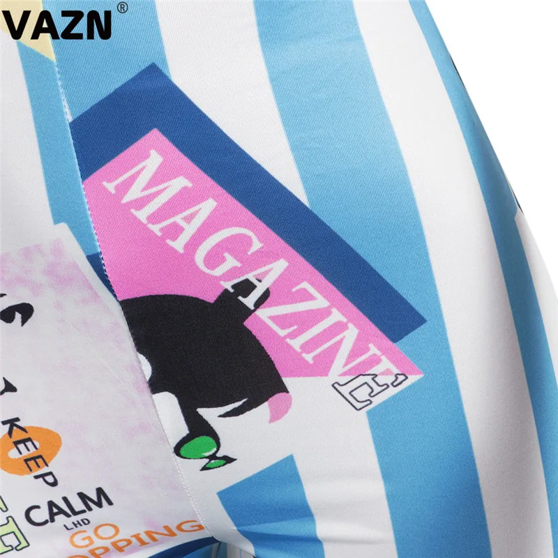 VAZN GWNY18602 продукт летняя сексуальная леди 5 цветов 2 шт комбинезон Топ без бретелей печати комбинезон леди высокий уличный комбинезон