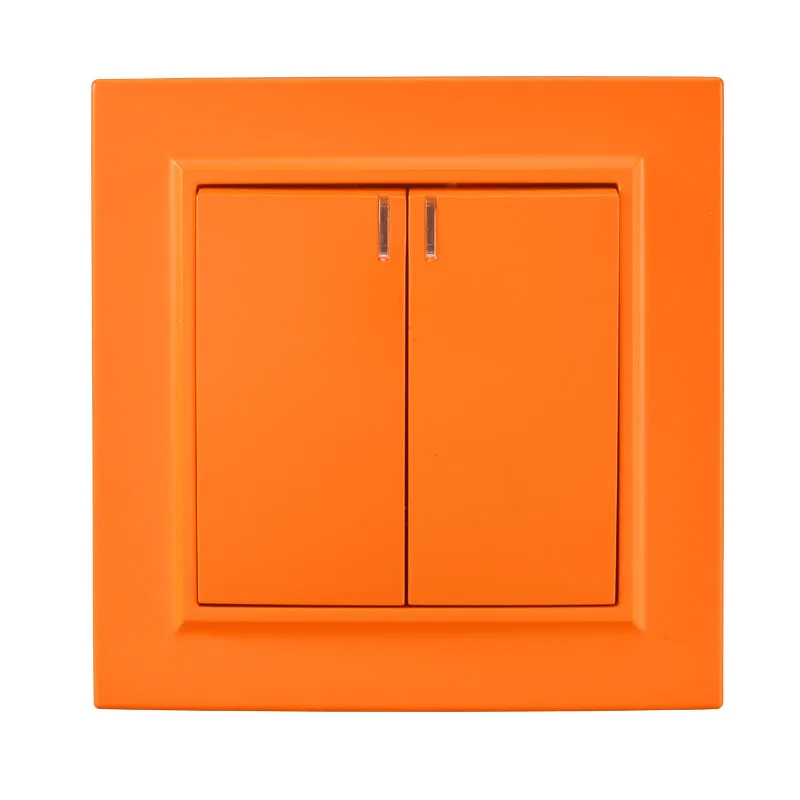 

Light switch 2 gang 1 way with indicator European standard Decorative wall switch 10A 250V legrand Schneider EP-04 Orange