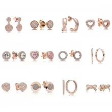 Розовое золото сверкающие подписи любовь узел элегантность 925 пробы серебряные серьги шпильки для женщин свадебный подарок Европа ювелирные изделия