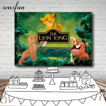 

Sensfun Cartoon Lion King Simba Backdrops For Boys Birthday Green Forest Animals Safari Jungle Party Photography Backgrounds