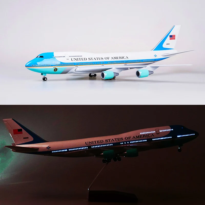 

1/150 47cm Boeing 747 Air Force One Airline plane model resin airframe W landing gear & light alloy base airplane aircraft toys