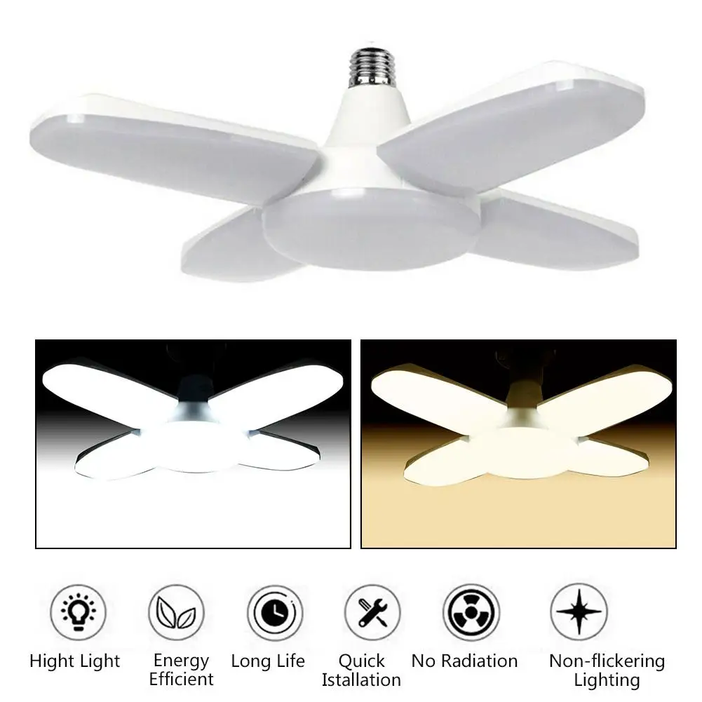 

AC85-265V 80W Deformable LED Ceiling Lamp Super Bright E27/E26 Garage Light 8000lm For Home Office Basement Supermarket Workshop