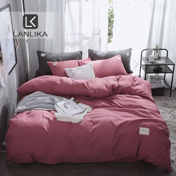 

Lanlika Bedding Set Red Solid Color Bedspread Bed Linen Cotton Double Decor Home Textiles Bedclothes Flat Sheet Duvet Cover Set