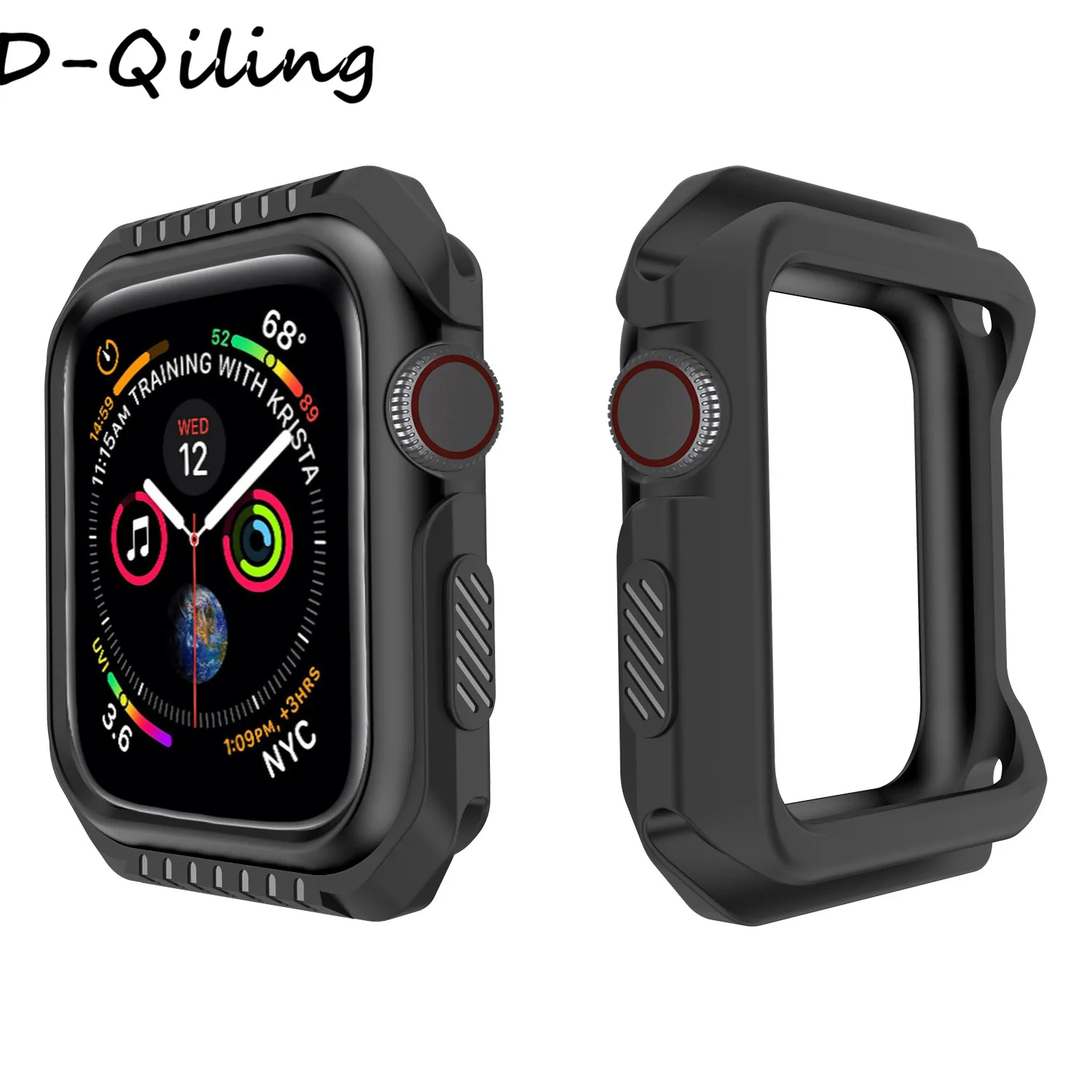 Защитный чехол ProBefit из силикона и поликарбоната для Apple Watch 4, 40 мм, 44 мм, защитный чехол-бампер для iWatch 3, 2, 1, 38 мм, 42 мм - Цвет: black  black