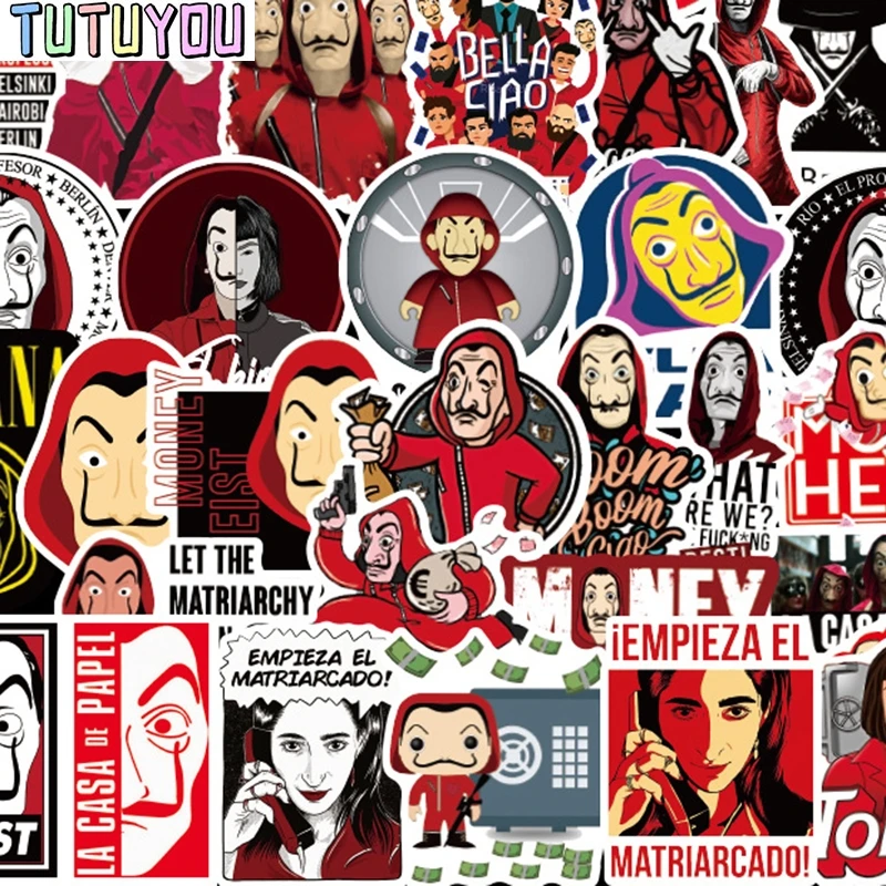 PC948 50 шт./компл. La casa de papel стикер водонепроницаемый для ноутбука мото скейтборд багаж гитара мебель наклейка игрушка наклейка s