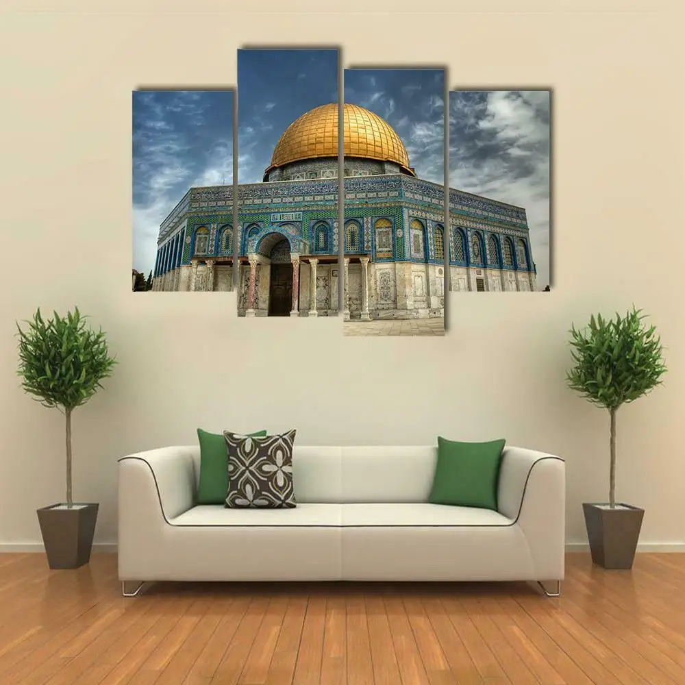 4 Pcs Jerusalem Al Asqa Mosque Religious Canvas Wall Art Pictures Prints Set Living Room Decor Canvas Pictures Wall Decor  (1)