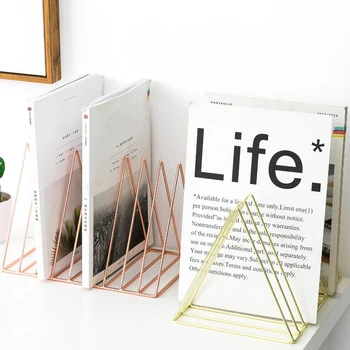 

9 Slot Triangle Magazine Rack Desktop Iron Wire Book Record File Holder Storage Organizer Bookshelf for Home School Office Decor