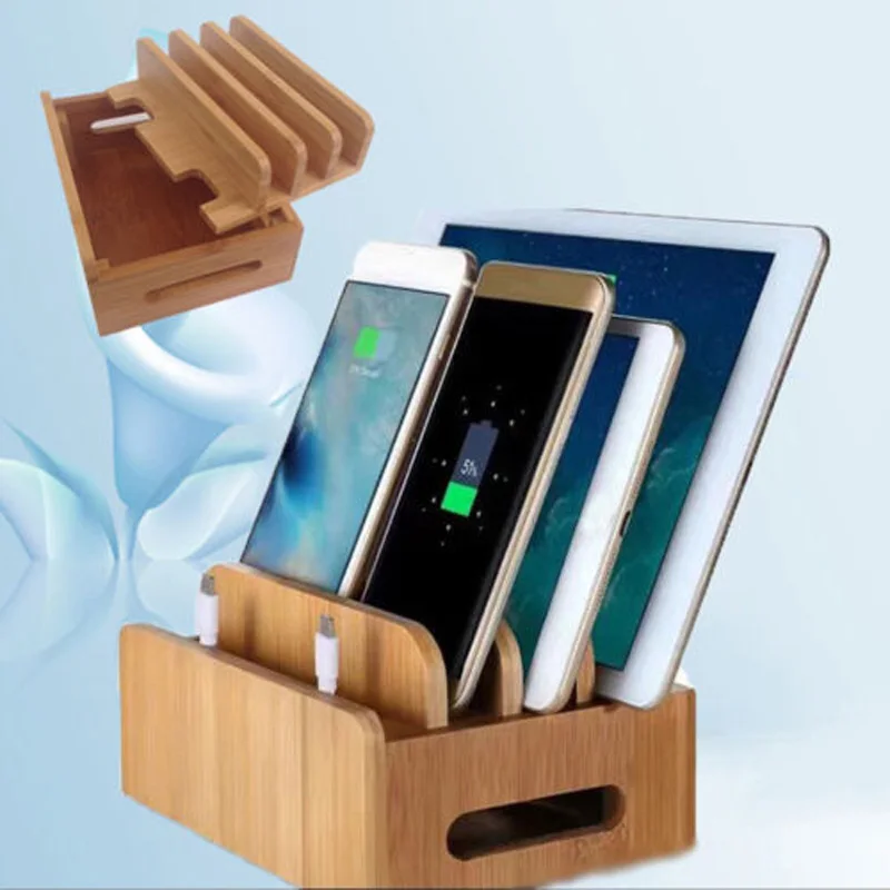 

Holder Charging Multi-device Stand for Smartphone Tablet Bamboo Portable Newest Latest Durable Useful