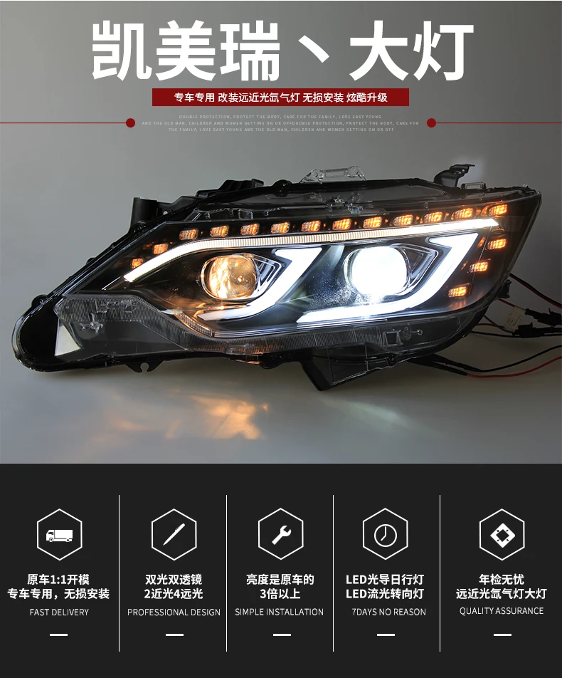 Автомобильный Стайлинг для Toyota- фара Camry светодиодная фара дальнего света Camry светодиодный DRL динамический сигнал поворота hid фары аксессуары
