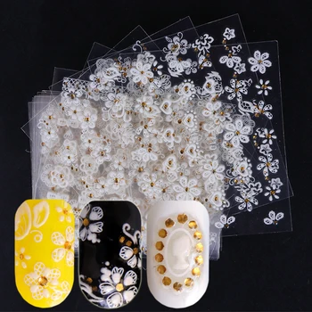 

30 Designs 3D Bronzing Nail Art Sticker Stripe Heart White Flower Gold Glitter Tip Wrap Decal Tool Manicure Foil DIY JIXF699-722