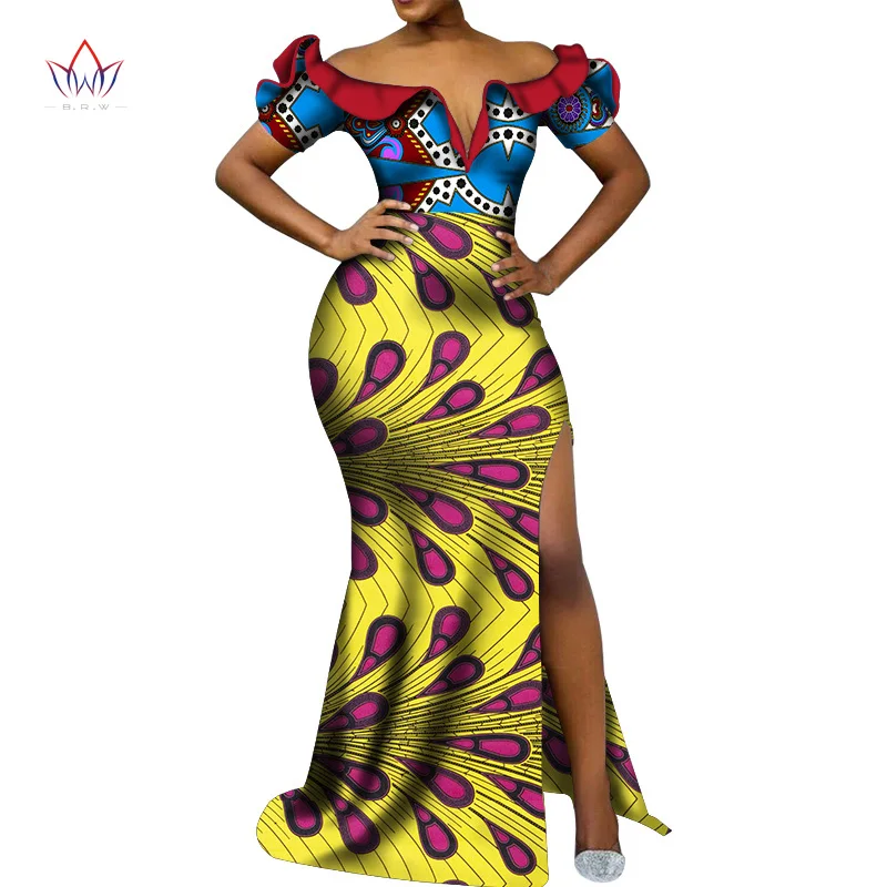 Vetement Femme Dashiki, африканские платья с v-образным вырезом для женщин, повседневные Свадебные вечерние африканские платья с коротким рукавом, Анкара, длинное платье swy5297