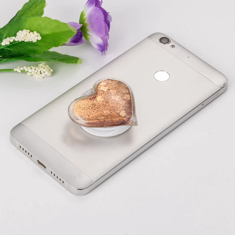  Herz-förmigen Flüssigkeit Ausbau Handys Halter Grip Ständer Für IPhone X XS MAX XR 8 7 6 6s plus 3D