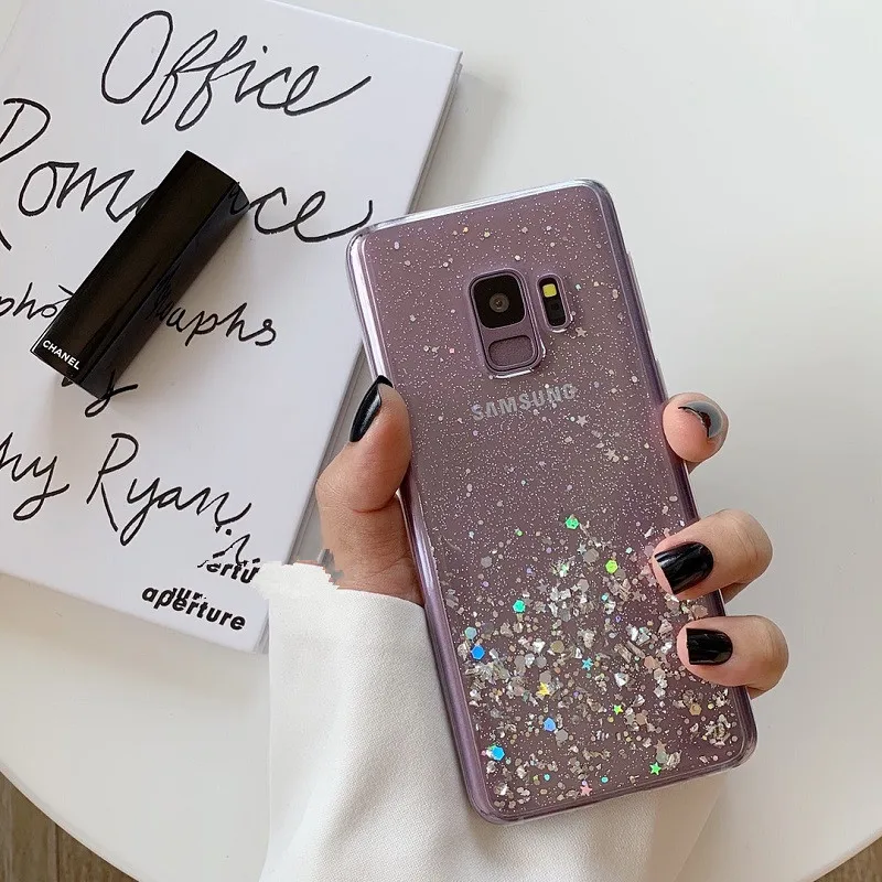 Для samsung Блестящий блестящий чехол для телефона samsung Galaxy S10 S8 S9 Plus Note 8 Note 9 Мягкий силиконовый прозрачный роскошный чехол Cov