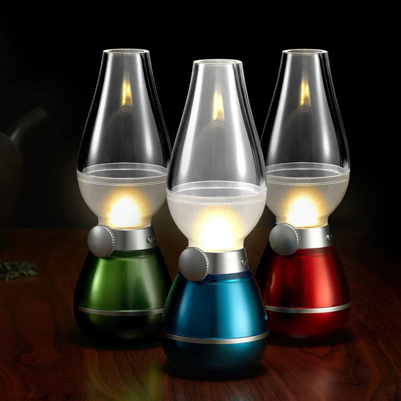 Новая светодиодная керосиновая лампа в стиле ретро, настольная лампа с регулируемой яркостью и зарядкой от Usb, Ночной светильник, украшение дома