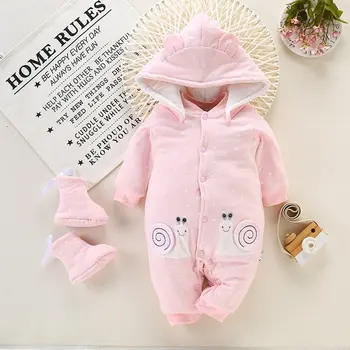 

Newborn Baby Clothes Hooded Thick Cartoon Baby Crawl Baby Jumpsuit Autumn and Winter Thickening Pajama Baby Boy Outfit