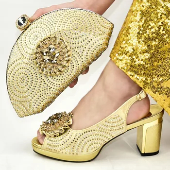 

New Italian Design PU Leather Shoes With Matching Bag Set Autumn Fashion Woman High Heels Shoes And Bag Set For Party Dress