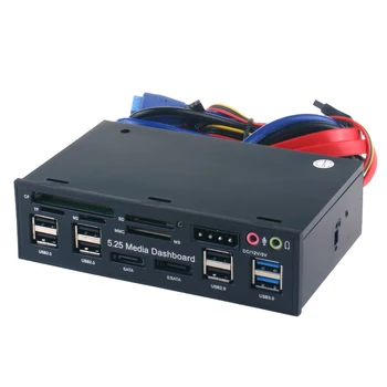 

5.25inch Internal PC ESATA Accessories Front Panel Media Dashboard Hub Optical Drive Multifuntion Card Reader Audio All In 1