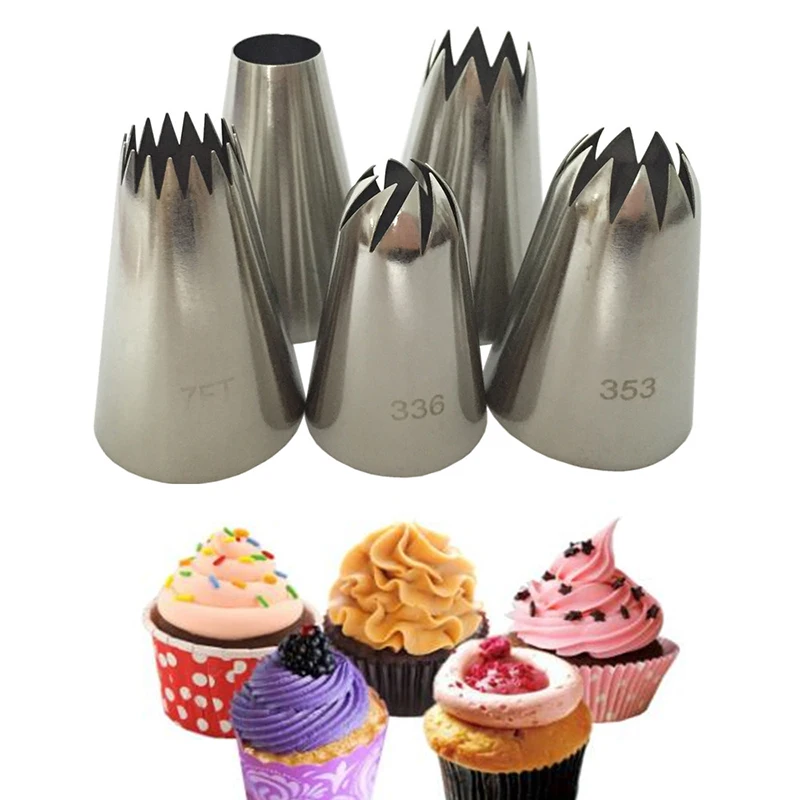 5pcs-Set-Large-Russian-Icing-Piping-Pastry-Nozzle-Tips-Baking-Tools-Cakes-Decoration-Set-Stainless-Steel