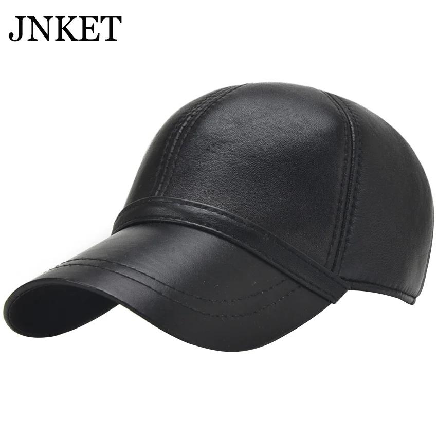 

JNKET New Autumn Winter Mens Cowhide Baseball Cap Earflaps Cap Adjustable Snapbacks Hats Waterproof Windproof Sports Cap Gorras
