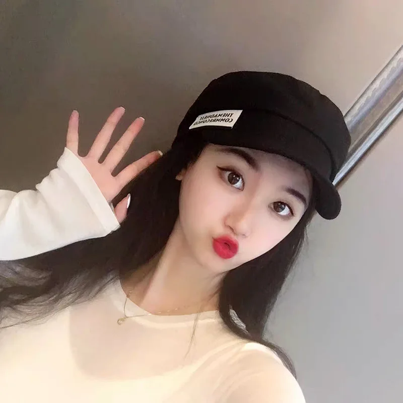 

designer navy hat women autumn Korean version of the net red octagonal hat women outdoor sunshade beret women