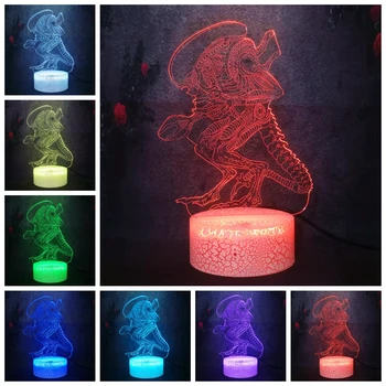 

Sci-fi Horror Alien vs Predator Movie Imitate Cartoon Kid Toy Lamp Night Light 3D Luster Flash Monster Alien Shape RGB Lava Bulb