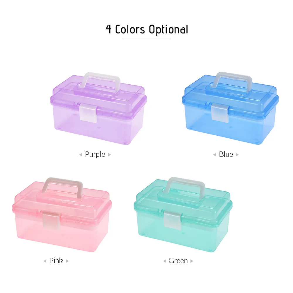 

Drawing Tools Clear Plastic Art Storage Box Painting Supplies Multipurpose Case Meidum Size Handle for Artists Students