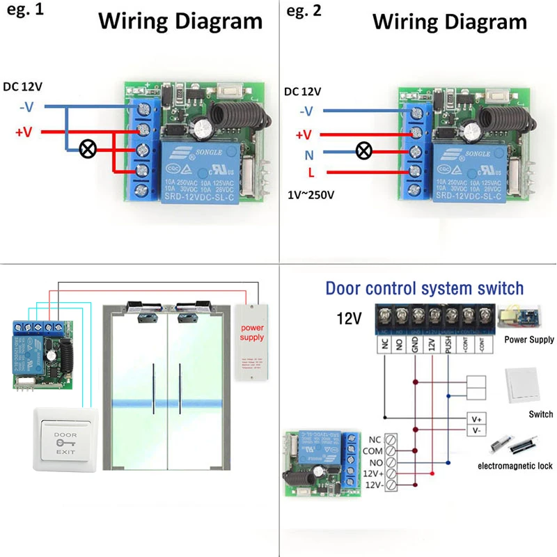 Wireless RF 433Mhz Universal DC12V 1CH Smart light switch Transmitter Garage Lamp Family Intelligence System Doors Gates Windows images - 6