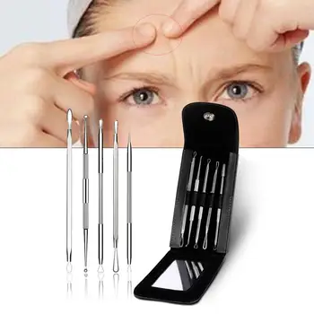 

Blackhead Remover Tool - 5 in 1 Stainless Steel Tweezer Needles Kit Face Beauty Extractor for Removal Pimple Acne Whitehead