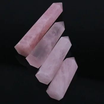 

70-80MM Natural Rock Pink Rose Quartz Crystal Wand Point Healing Mineral Stone (Pink)