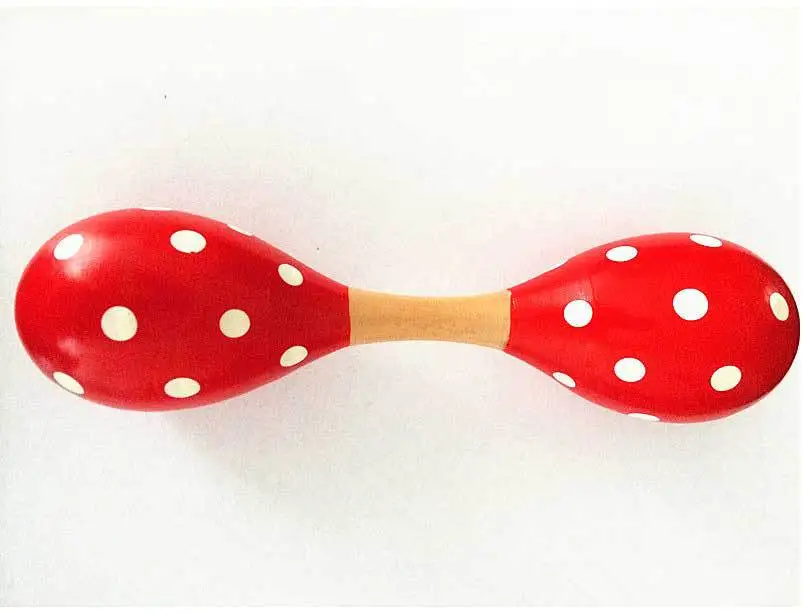 Infants Educational Toy Wooden Double Headed Large Size Sand Hammer Maracas Clutch