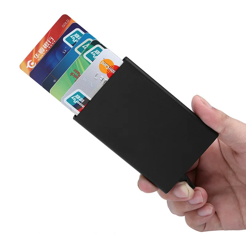 

New Automatic Silde Aluminum ID Cash Card Holder Men Business RFID Blocking Wallet Credit Card Protector Case Pocket Purse