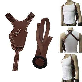 

Vertical Shoulder Auto Handguns Cowhide Holster Adjustable Leather Gun Bag Hunting Tactical Universal Leather Shoulder Holster