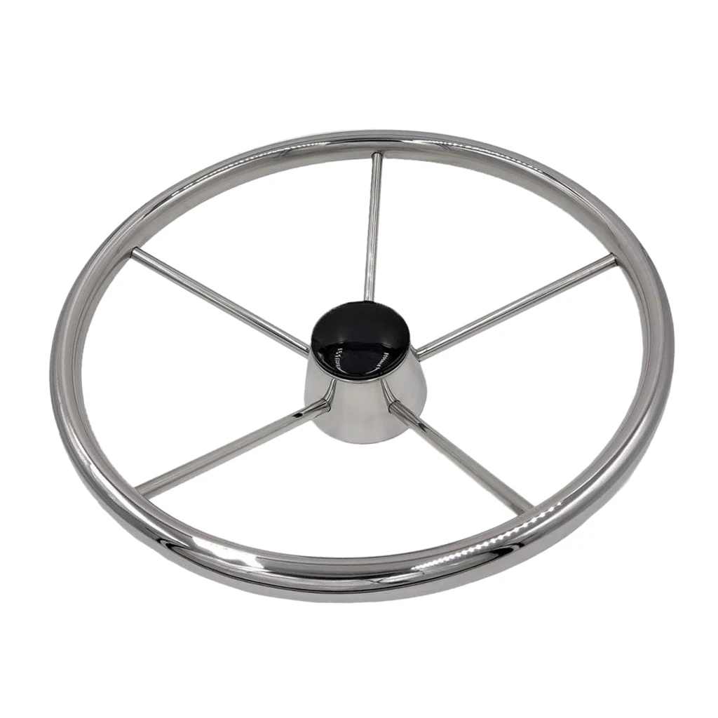 5-Spoke 13-1/2 Inch Stainless Steel Boat Steering Wheel for Marine Yacht Pontoon Boats Dinghy
