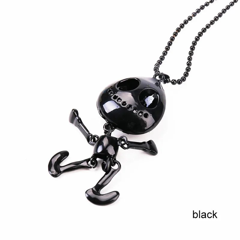 Черный Europe And America Classic Style Bead Chain Cartoon Characters Chains Necklaces Metal Beads Alien Necklace Travel Commemoration - Цвет основного камня: Черный