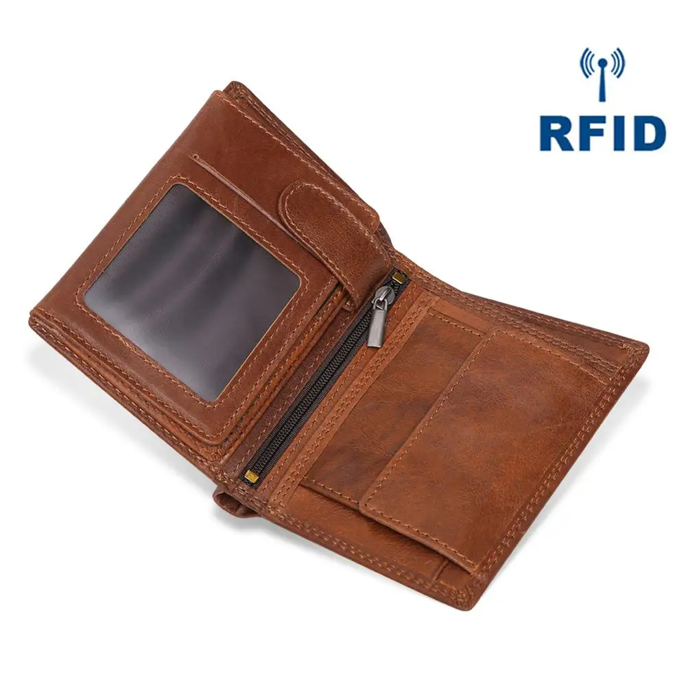 Кошелек из воловьей кожи высокого качества мужской короткий кошелек RFID Ретро