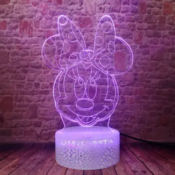 

Flash 3D Illusion LED Desk Nightlight Colorful Changing Light Minnie Mouse Anime Figure Model Toys