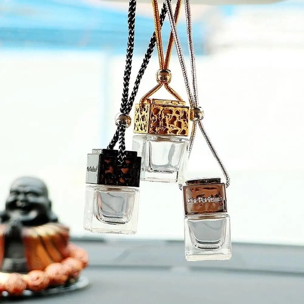 

Auto Car Hanging Perfume Pendant Fragrance Air Freshener Empty Glass Bottle Decoration Ornament Car Accessories Interior