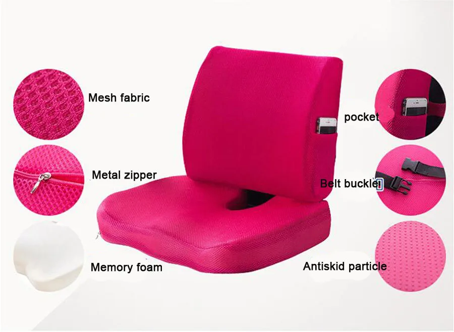 Office chair with buckle pillow with anti-slip particle pad anti-hemorrhoids car seat backrest pillow pregnant woman lumbar pad