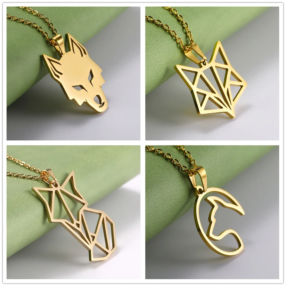 Ожерелье Lemegeton с волком лисой подвеской в виде животного для мужчин и женщин