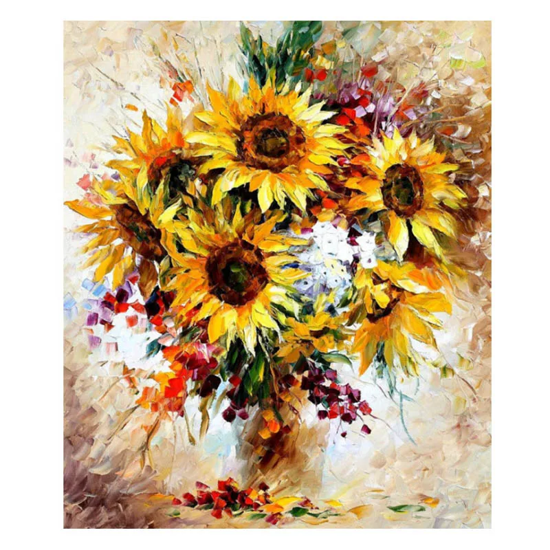 

Oil Painting Modern Wall Art Frameless Yellow Sunflower Home Decor 40*50cm Diy Digital Painting Hand Painted By Number