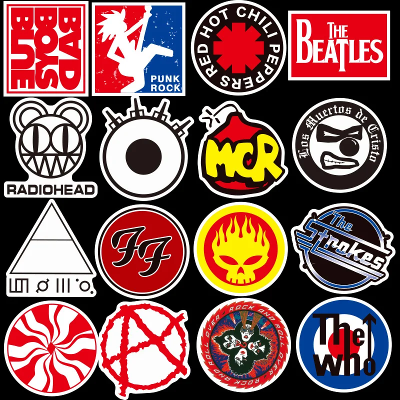 50Pcs/set Rock Music Band Stickers Graffiti Cool Pegatinas for Motorcycle Notebook Laptop Luggage Bicycle Skateboard