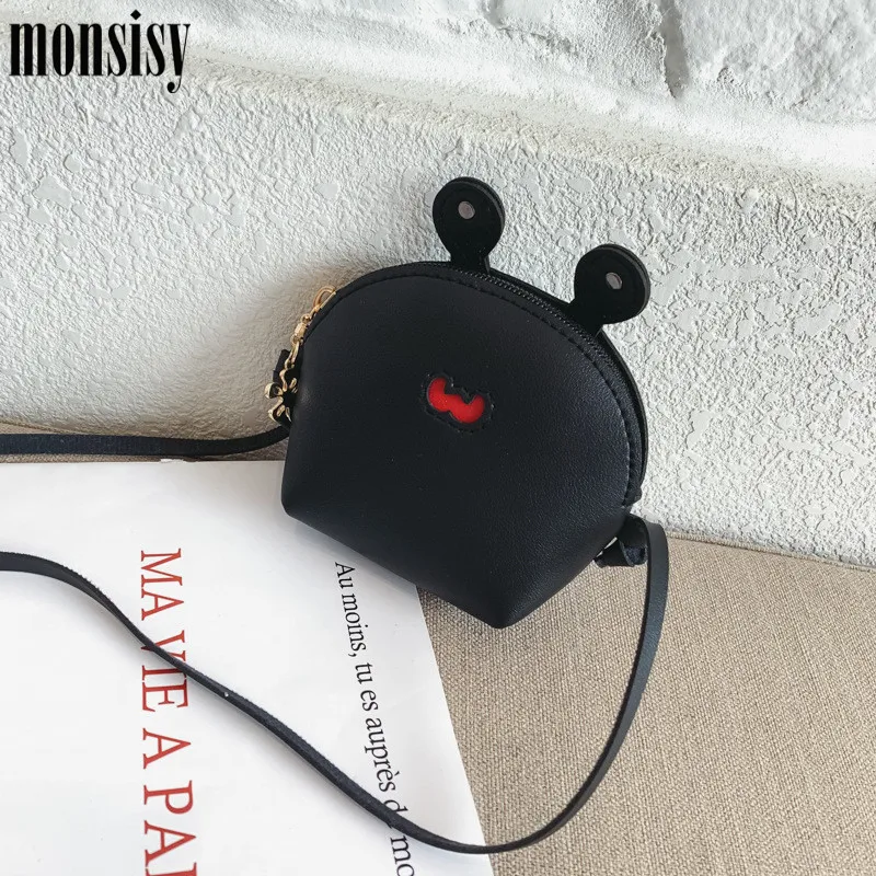 Monsisy/ Детский кошелек для детей, женская сумочка для мальчиков, сумка через плечо для девочки, сумка из искусственной кожи, сумка для монет, маленькие сумки на плечо - Цвет: black