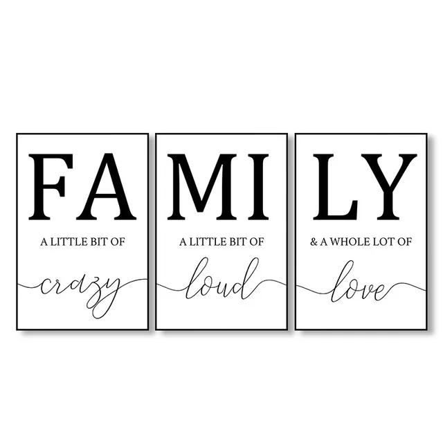 Nordic Minimalist Posters and Prints Family sign Wall Art Picture Letter Family Quote Love for Living Room Bedroom Home Decor