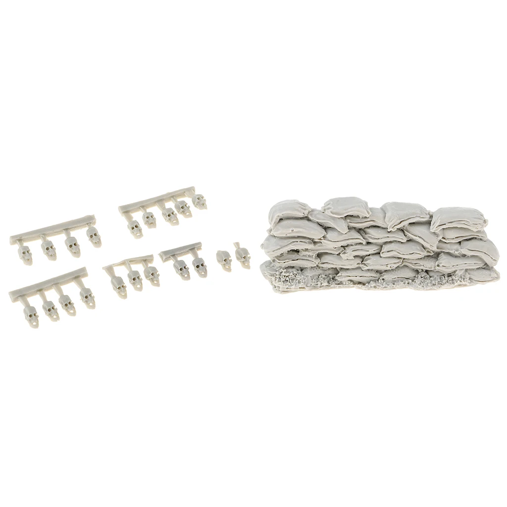 Resin Soldier War Scenario Model Soldier Head Skeleton Skull Scene and War Sandbag Wall Resin Model Kits