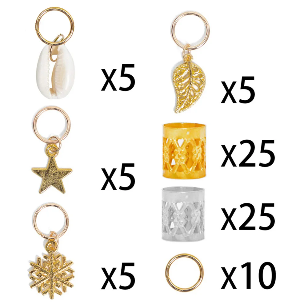 80pcs/set Decorative Hard Tool Head Wearing Polished Jewelry Dressing Hair Copper Accessory Braid Rings Pendants Manual Party | Украшения и