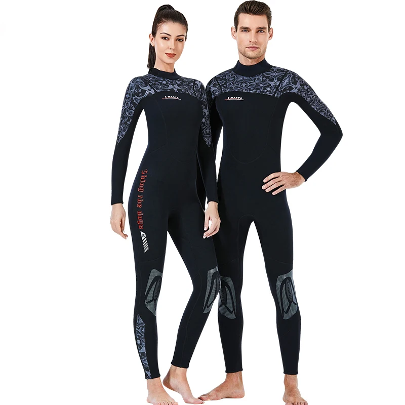 

One-pieces Chinese Flower Printed 3mm Neoprene Wetsuit Men Women Fullbody Diving Suit for Scuba Snorkeling Surfing Diving Set