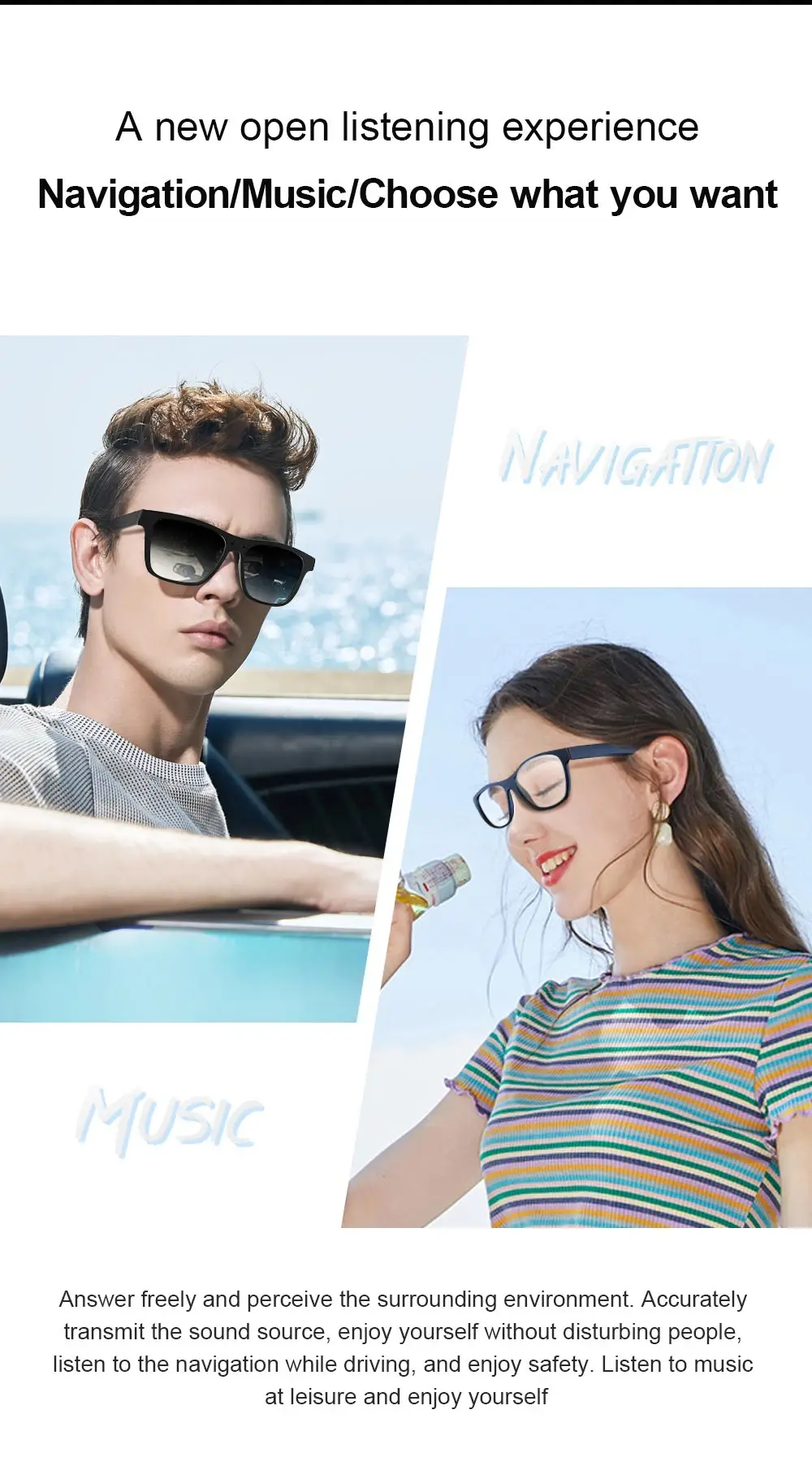 SMART EYEWEAR Bluetooth 5.0 Anti-blue Light Glasses Touch Wireless Stereo Music With HD Mic PK HUAWEI X GENTLE MONSTER